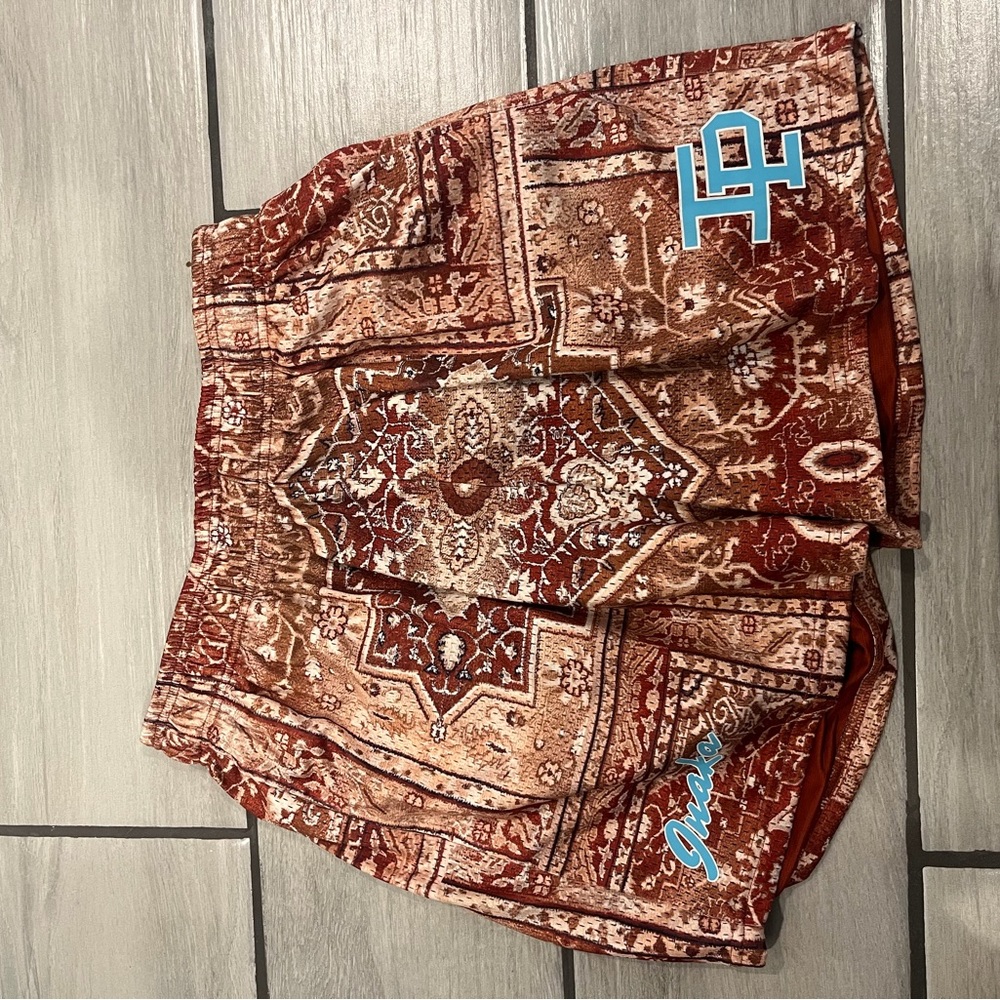 Inaka Power Mesh Rug Red and Brown Athletic Shorts
